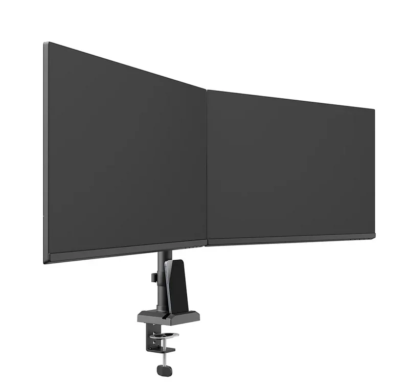 Neomounts Nero Double Flat Screen Desk Mount (phone holder+Quick-fix clamp/grommet)