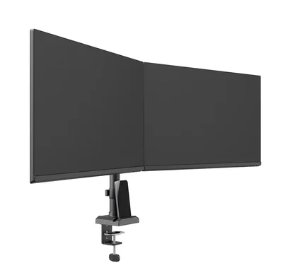Neomounts Nero Double Flat Screen Desk Mount (phone holder+Quick-fix clamp/grommet)