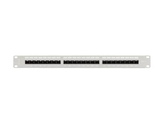 Lanberg patch panel 24 port 1U 19" CAT.6 utp with cable organizer grey