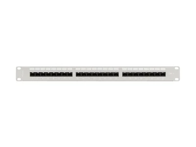 Lanberg patch panel 24 port 1U 19" CAT.6 utp with cable organizer grey