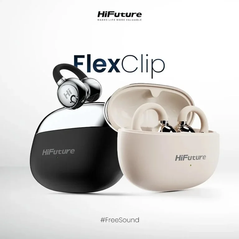 Слушалки HIFUTURE FlexClip Champagne Gold, Open Ear Comfort, Bluetooth 5.4, до 30 часа, IPX5, 12mm Driver