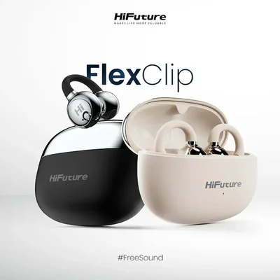 Слушалки HIFUTURE FlexClip Champagne Gold, Open Ear Comfort, Bluetooth 5.4, до 30 часа, IPX5, 12mm Driver