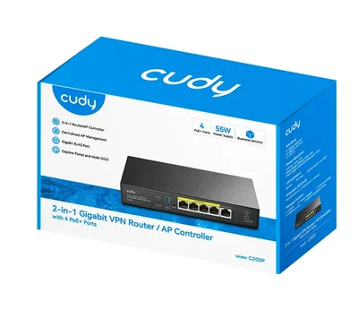Cudy C200P 2-IN-1 AP Controller, 1 Gigabit Ethernet + 4 Gigabit PoE+ PSE Ports + 1 USB 3.0, PSE output up to 30Watts per port