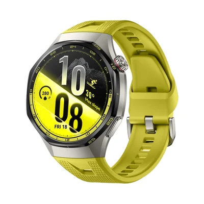 Смарт часовник HUAWEI Watch GT 7 Pro Atum-B49W, 1.47" дисплей, жълта флуороеластомерна каишка + Huawei Freebuds SE 4 ANC, бели