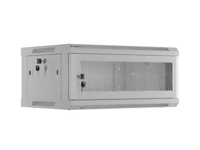 Lanberg rack cabinet 19" wall-mount 4U/600x450 with perforated door grey (flat pack)
