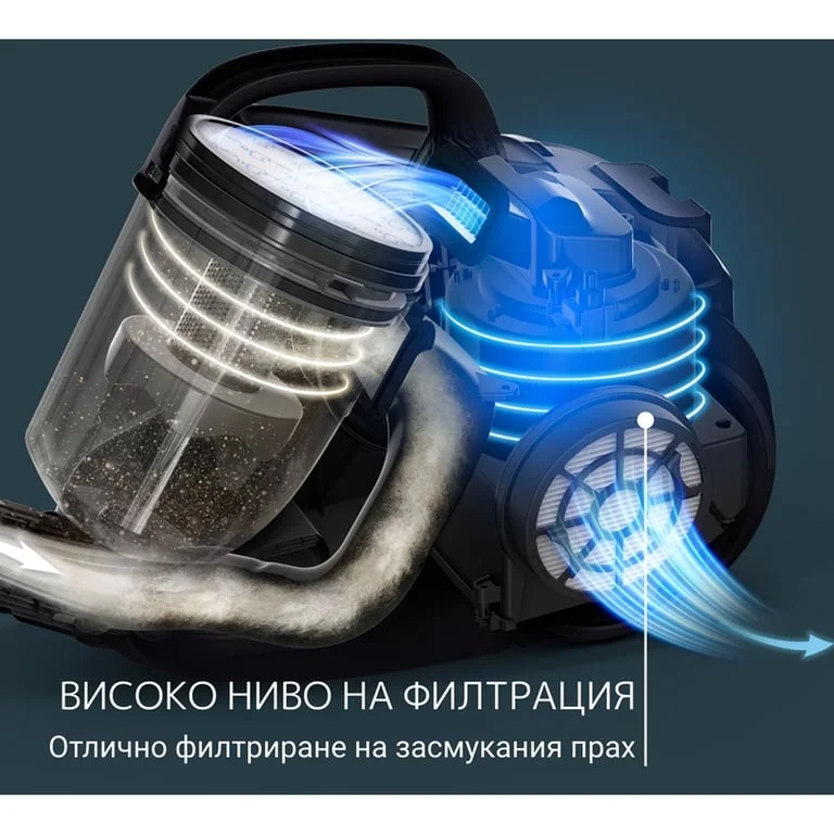 Прахосмукачка Rowenta RO3726EA Compact Power Cyclonic 750W, 1.5L, без торба, сив