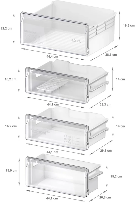 Bosch KIN96NSE0, SER2, BI fridge-freezer XL, NoFrost freezer, E, 193,5cm, 290l(215+75), 34dB(B), IC, Multi Box XXL, EcoAirflow, Door Open Alarm, sliding hinge
