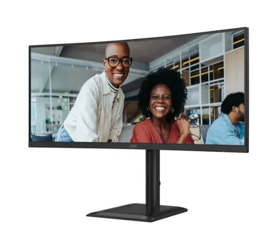 AOC CU34E4CV, 34" Curved 1500R VA WLED, 3440x1440@120Hz, 4ms GtG, 350cd m/2, 3500:1, 20M:1 DCR, Adaptive Sync, FlickerFree, Anti Blue Mode, 5Wx2, Tilt, Height Adjust, Swivel, 2xHDMI, DP, USB hub, RJ45