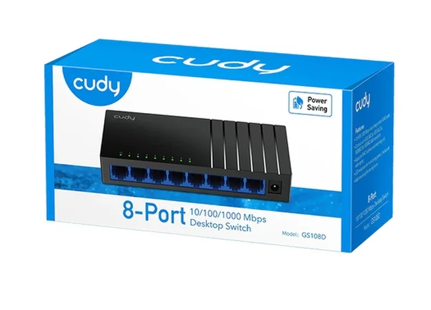 Cudy GS108 8-Port Gigabit Metal Switch, 8 10/100/1000M RJ45 Ports, Desktop Metal Case
