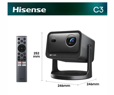 Hisense C3 Smart mini Laser Projector, 4K Ultra HD 3840x2160, 2000:1, 2500 lum, 60 Hz, Digital Zoom,Dolby Vision, HDR10+(decoding), HDR10, HLG, 2*10W, Silver