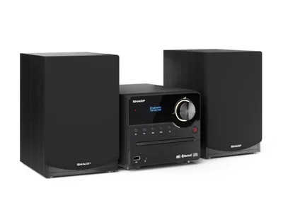 Sharp Audio Systems XL-B517D(BK), HI-FI MICRO SYSTEM, 45W total max power output, DAB+ and FM tuner with RDS, Bluetooth v5.0, CD player, USB playback, 3.5mm Aux-in / line-in, Headphone jack, wooden speaker, Black