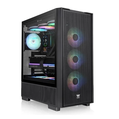 Кутия за компютър Thermaltake S380 TG ARGB Middle Tower, черен, прозрачен страничен капак