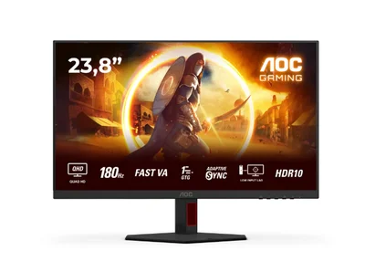 AOC Q24G4RE, 23.8" Fast IPS WLED, 2560x1440@180Hz, 1ms GtG, 0.5ms MPRT, 300cd m2, 1000:1, 80M:1 DCR, Adaptive Sync, FlickerFree, Low Blue Light, Tilt, HDMI, DP