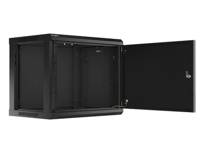 Lanberg rack cabinet 19" wall-mount 9U/600x450 for self-assembly with metal door  black (flat pack)