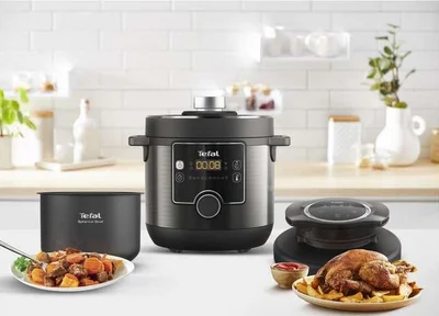 Tefal CY778830 Turbo Cuisine N'Fry 7,6L (Crispy Lid Included), 1200W, Epc, Automatic Prg (10+5Air Frying), Easy Steam Release