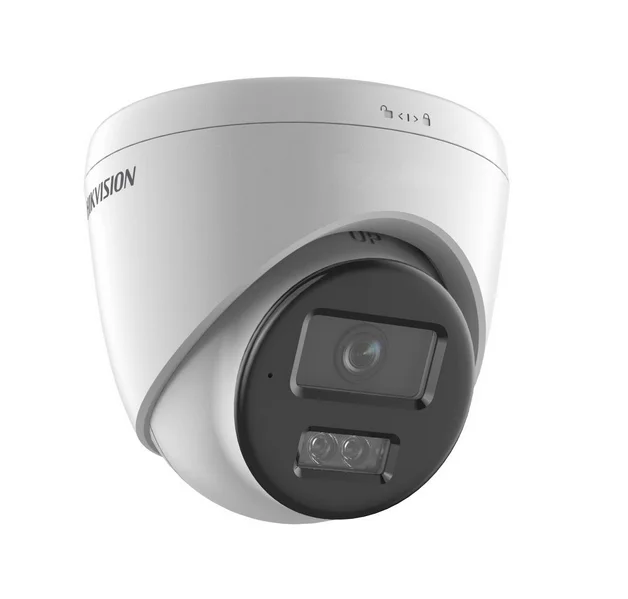 HikVision 8 MP Smart Hybrid Light Fixed Turret Network Camera, 2.8mm, F2.0, IR, White Light up to 30m, 120 dB WDR, H.265+, IP67, built-in microphone, built-in memory card slot, support micro SDXC (512GB), 12Vdc/PoE 6.5W