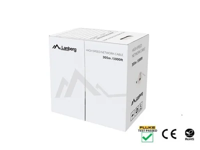 Мрежови кабел Lanberg CAT.5e UTP 305m, черен, твърда мед