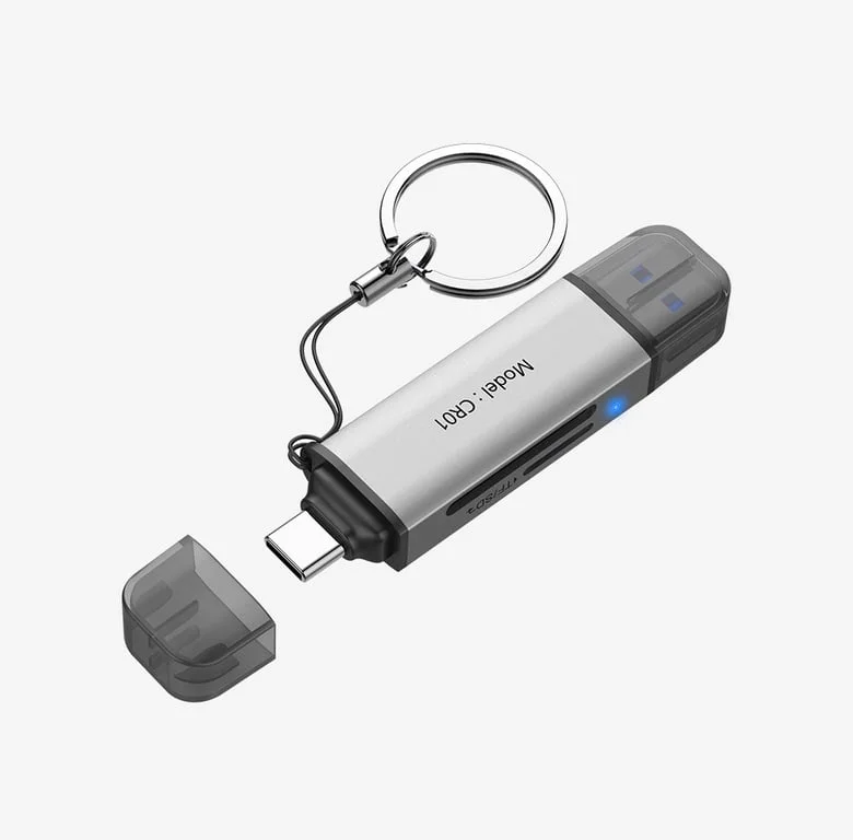 Четец за карти HIKSEMI USB 3.0 и Type-C за SD и TF карти, сив