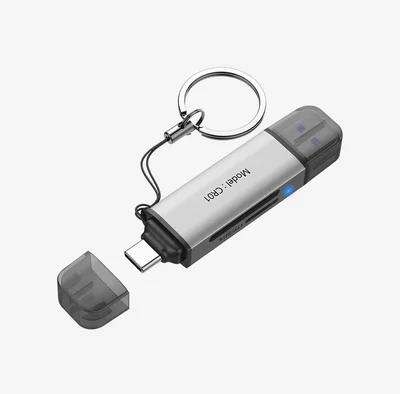 Четец за карти HIKSEMI USB 3.0 и Type-C за SD и TF карти, сив