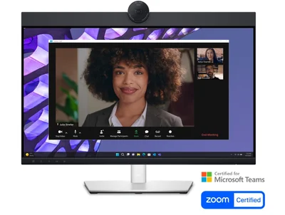 Dell P2424HEB, 23.8" Video Conferencing, FullHD (1920x1080) AG, IPS, 16:9, 5ms, 1000:1, 250 cd/m2,  99% sRGB, HDMI, DP, USB-C, USB 3.2 hub, RJ45, 1x 4MP RGB + IR 2K camera, 2x digital mic, 2x 5W speaker, Height Adj, Pivot, Swivel, Tilt, Black