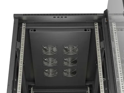 Комуникационен шкаф Lanberg – 22U/600x1000, свободностоящ, стъклена врата, черен
