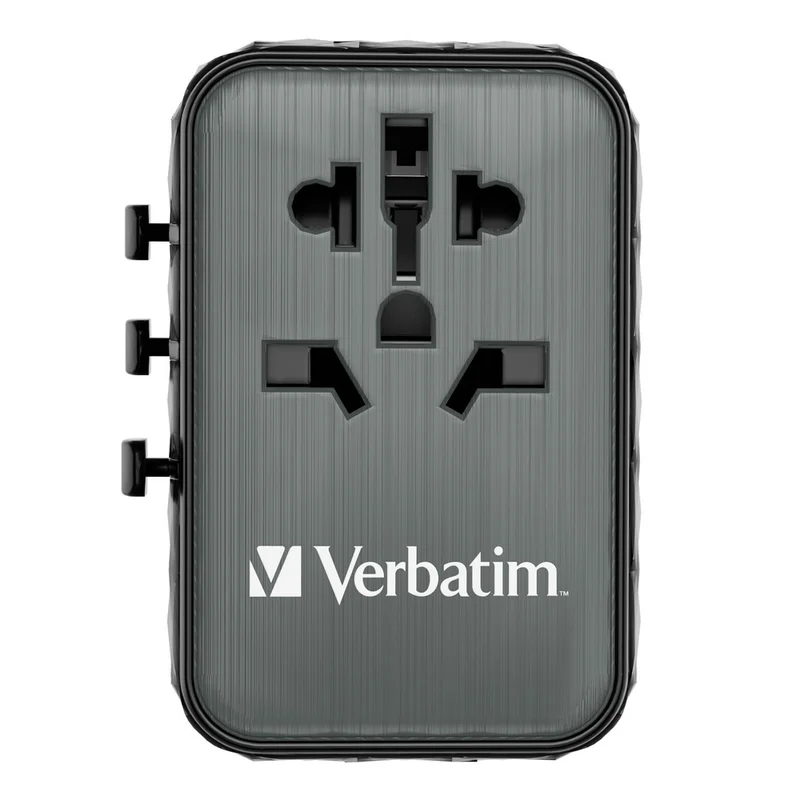 Verbatim UTA-05 GaN III Universal Travel Adapter with 2 x USB-C PD 65W & QC 4+ / 2 x USB-A