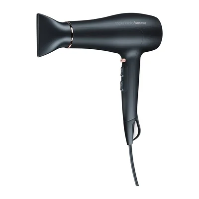 Сешоар Beurer HC 50 2200W с тройна йонна функция, 2 накрайника, 3 температурни и 2 степени на въздушен поток, студен въздух, защита от прегряване, черен/розов