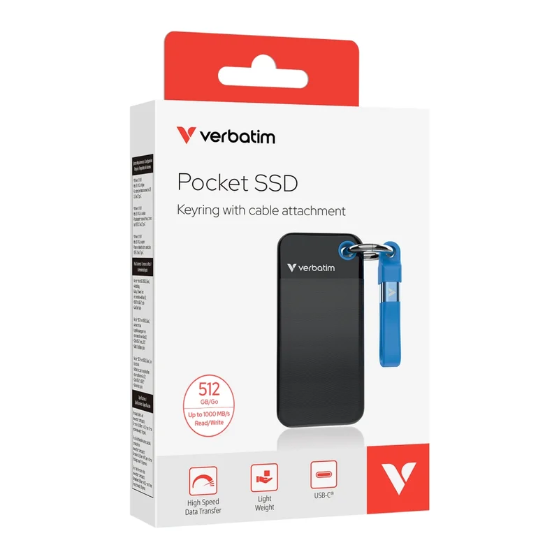 Verbatim Pocket SSD USB 3.2 Gen 2 512GB Black/Blue