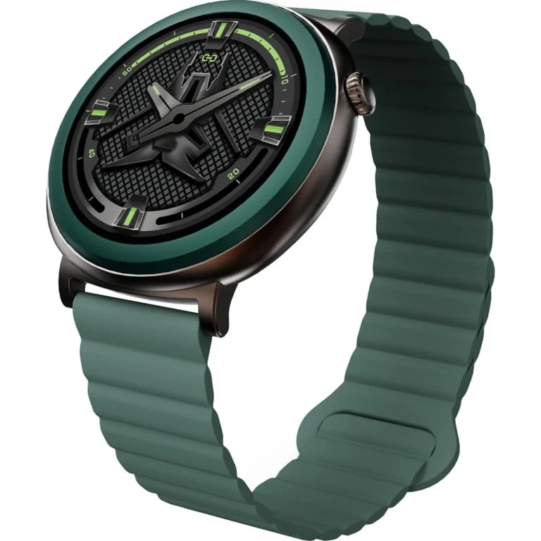 HiFuture Aurora Dark Green, 1.43" AMOLED,  466*466, Powered by Dual Core & Syntra AI, Bluetooth Call, IP68  Waterproof, 24/7 True Heart Rate & Blood Oxygen Sensor, Up to 10 days daily use, Magnetic Strap