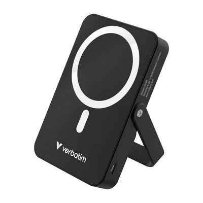 Външна батерия Verbatim Charge 'n' Go 10000mAh Магнитна безжична с поставка Черна