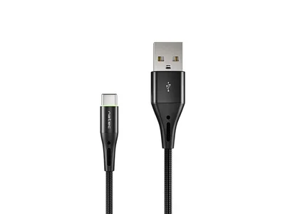 USB-C към USB-A 2.0 кабел Natec 1m, LED, черен, найлонова оплетка