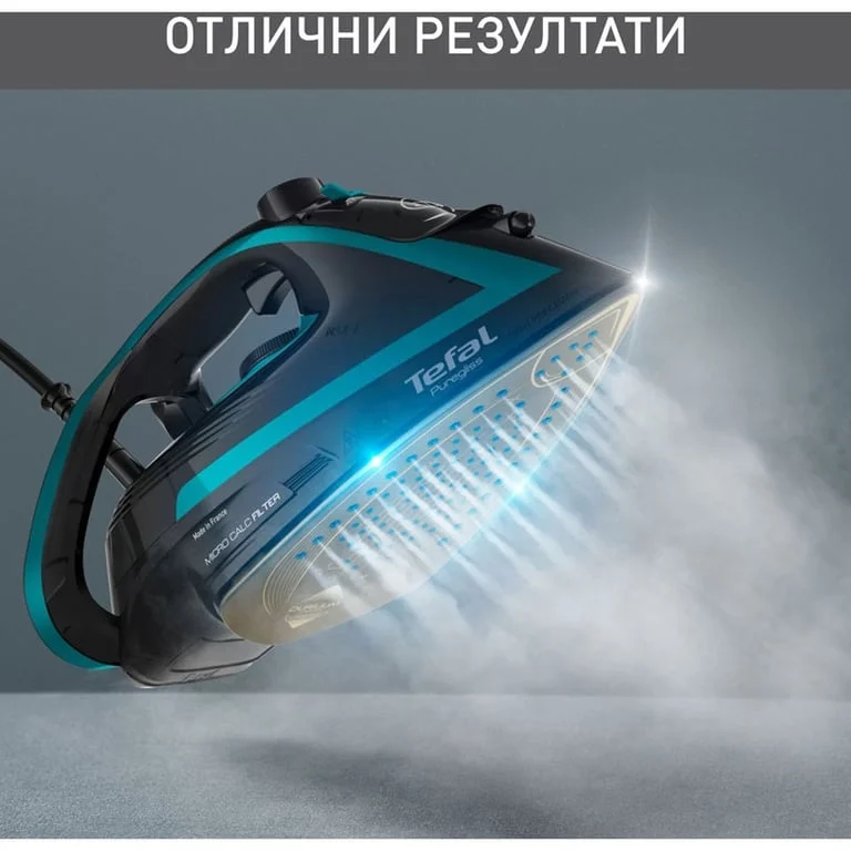 Ютия Tefal FV8066E0 Puregliss 3000W, 280 g/min, Durilium AirGlide Autoclean, Черен/Син
