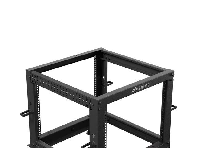 Lanberg open rack 19" 9U 600x600-1100 adjustable, black