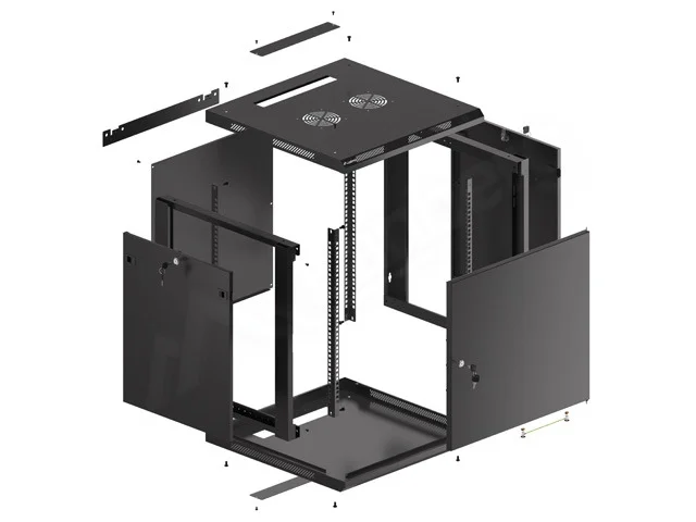 Lanberg rack cabinet 19" wall-mount 12U/600x600 for self-assembly with metal door black (flat pack)