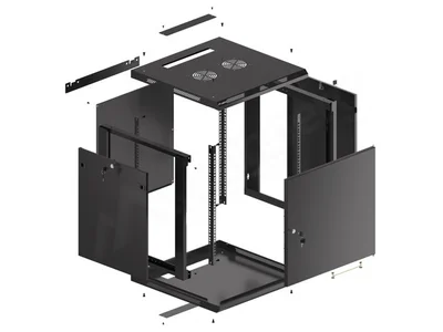Lanberg rack cabinet 19" wall-mount 12U/600x600 for self-assembly with metal door black (flat pack)