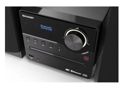Sharp Audio Systems XL-B517D(BK), HI-FI MICRO SYSTEM, 45W total max power output, DAB+ and FM tuner with RDS, Bluetooth v5.0, CD player, USB playback, 3.5mm Aux-in / line-in, Headphone jack, wooden speaker, Black