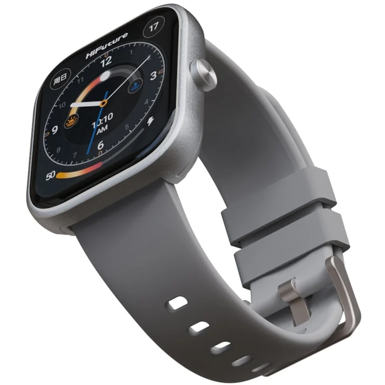 HiFuture Lume Silver Grey, 1.85 " IPS, Powered by Dual Core, Aerospace-Grade Ultra Light Aluminum Frame, Bluetooth Call, 3D User Interface, 1ATM Waterproof, 24/7 True Heart Rate & Blood Oxygen Sensor, 100+ Sports Mode, Up to 7 days daily use