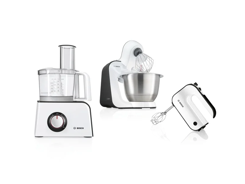 Bosch MFQ4020, Hand mixer, Styline, 450 W, with innovative FineCreamer stirrers, blender attachment, 5 speed settings, additional pulse/turbo setting, White -black
