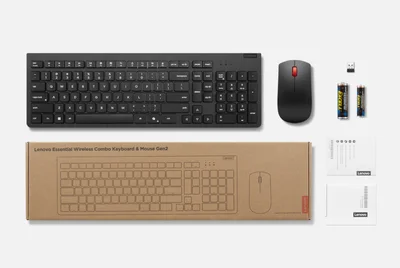 Комплект клавиатура и мишка Lenovo – Essential Wireless Combo Gen2, безжичен, българска подредба, черен