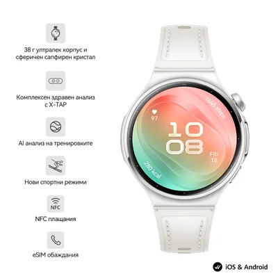 Смарт часовник HUAWEI – Watch 6 Leib-L19L, 1.38" LTPO OLED, 2GB RAM, 64GB, LTE, бял с каишка, комплект с FreeBuds 7i White