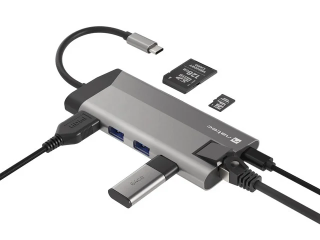 Докинг станция NATEC Fowler Plus Multiport 8-в-1, USB 3.0 хъб, HDMI 4K, USB-C PD, RJ45, SD, Micro SD