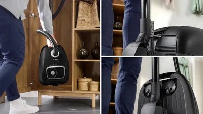 Bosch BGB41BA1, SER4 Vacuum cleaner with bag,  Black, 600 W, 75 dB, Hygienic filter, 1 x crevice nozzle, 1 x upholstery nozzle, 1 x universal nozzle