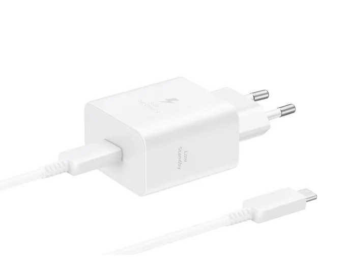 Захранващ адаптер Samsung EP-T4511 45W GaN с USB-C кабел 1.8 м, бял