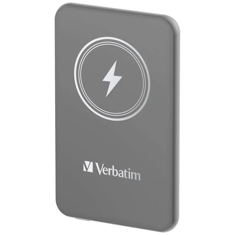Външна батерия Verbatim MCP-5GY 5000mAh USB-C PD 20W / Магнитно безжично зареждане 15W Сива
