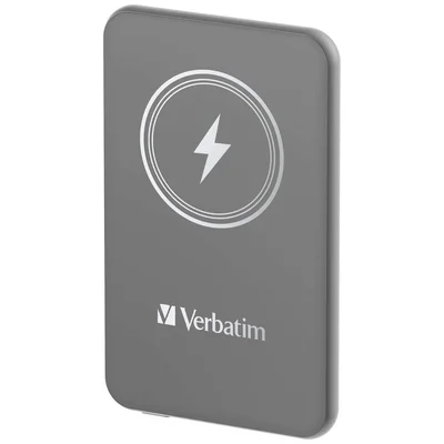 Външна батерия Verbatim MCP-5GY 5000mAh USB-C PD 20W / Магнитно безжично зареждане 15W Сива