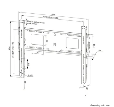 Neomounts Level-750 Heavy duty wall mount 42-86", max 125kg, fixed, lockable