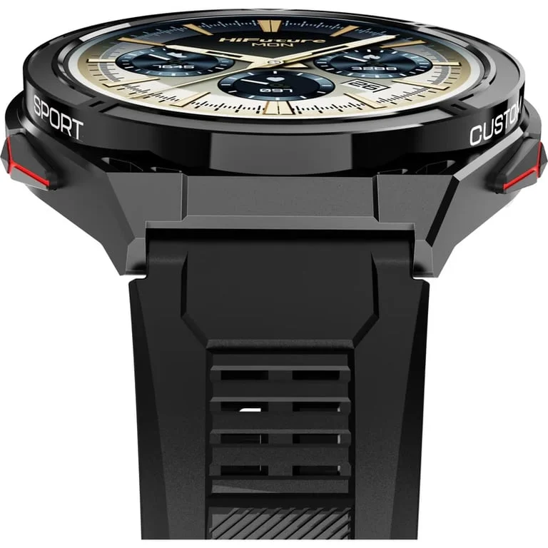HiFuture Active Black Red, *1.43"  AMOLED, Dual Band GPS +Compass + Altimeter 466*466, Powered by Dual Core & Syntra AI, Bluetooth Call, 5ATM Waterproof, 24/7 True Heart Rate & Blood Oxygen Sensor, Up to 10 days daily use