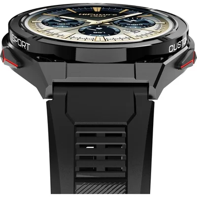 HiFuture Active Black Red, *1.43"  AMOLED, Dual Band GPS +Compass + Altimeter 466*466, Powered by Dual Core & Syntra AI, Bluetooth Call, 5ATM Waterproof, 24/7 True Heart Rate & Blood Oxygen Sensor, Up to 10 days daily use