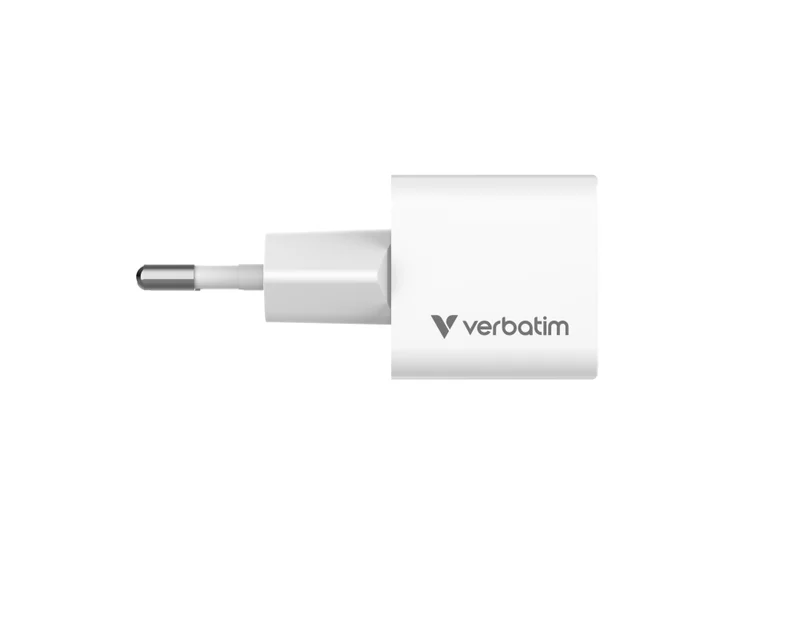 Зарядно устройство VERBATIM – Mini GaN Charger 20W, EU plug, USB-C, бяло