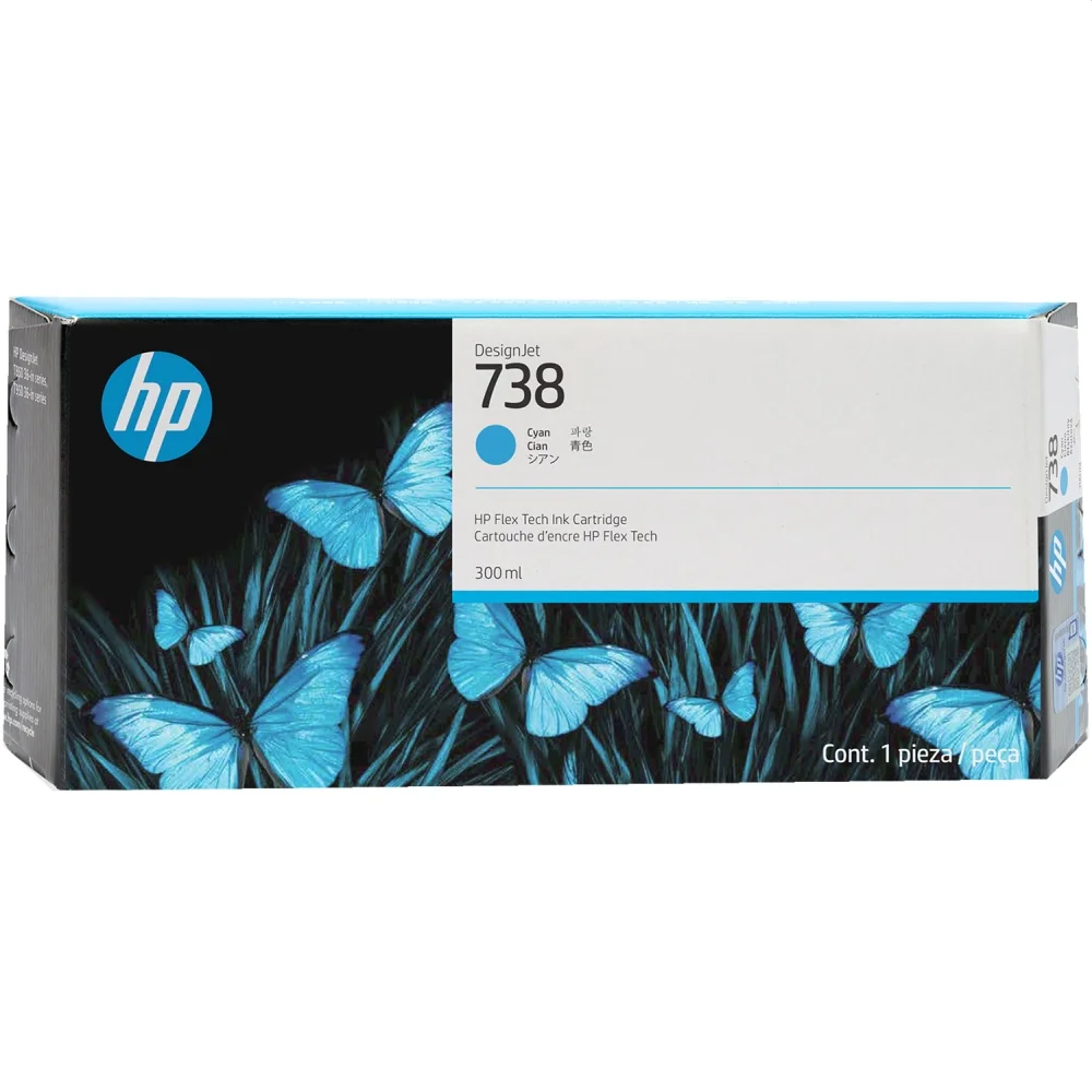 HP 738 300-ml Cyan DesignJet Ink Cartrid